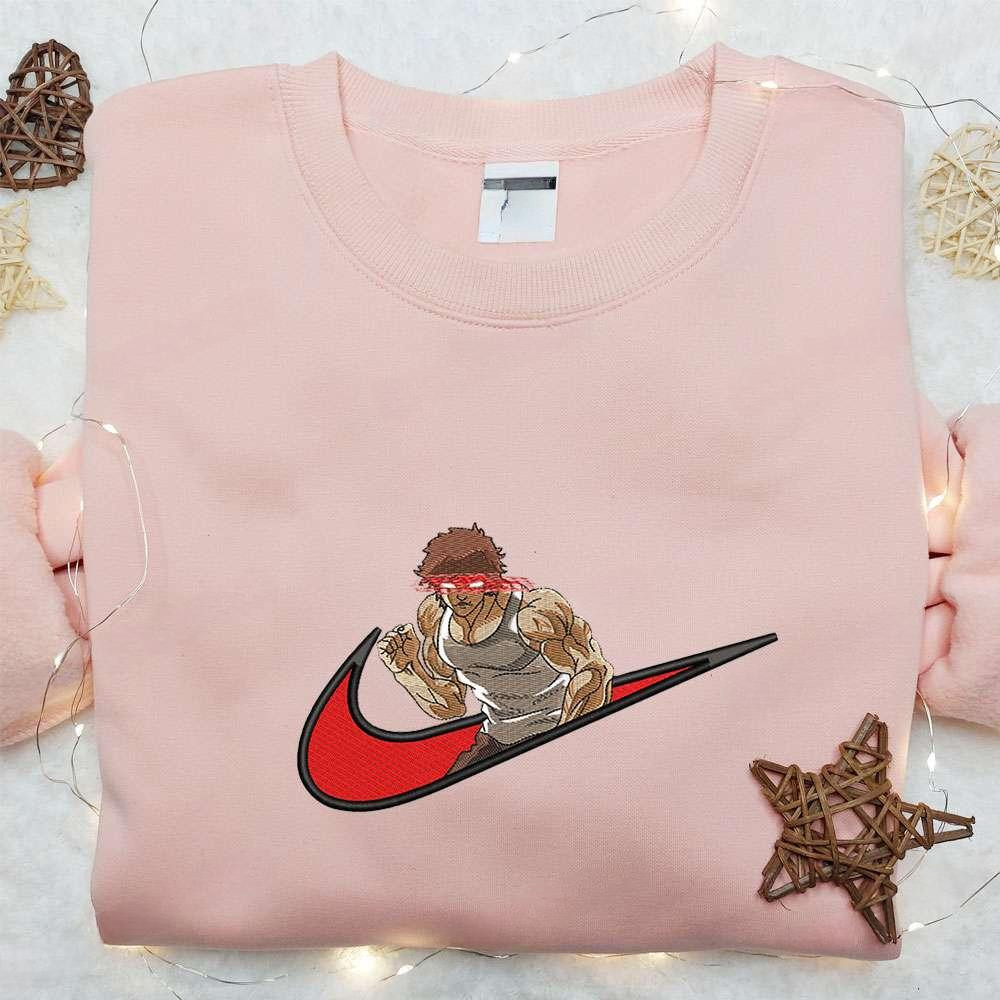 Swoosh X Baki Hanma Anime , Anime Embroidered T-shirt Sweatshirt Hoodie, Inspired Anime Movie, Best Gift for Anime Fans