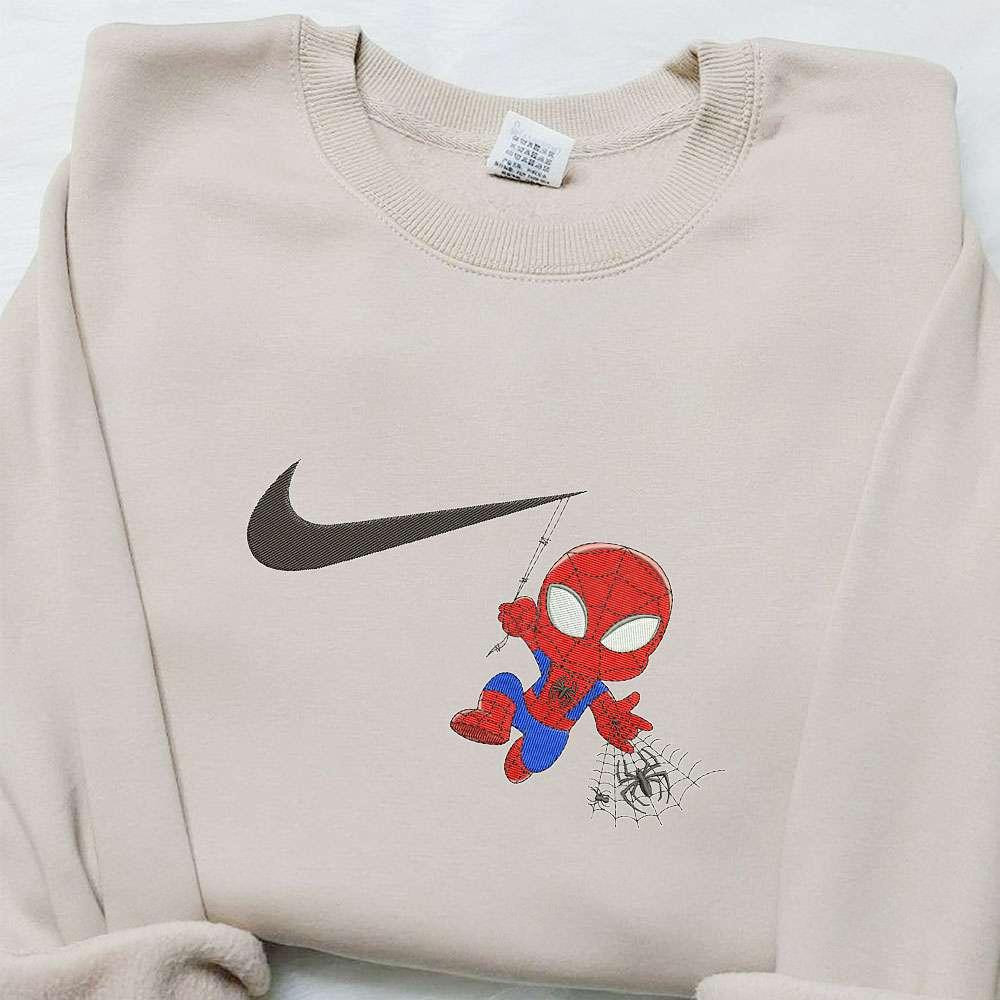 Swoosh x Chibi Spider Man Movie Embroidered Hoodie Marver Cinematic Universe Best Gift Ideas for Family