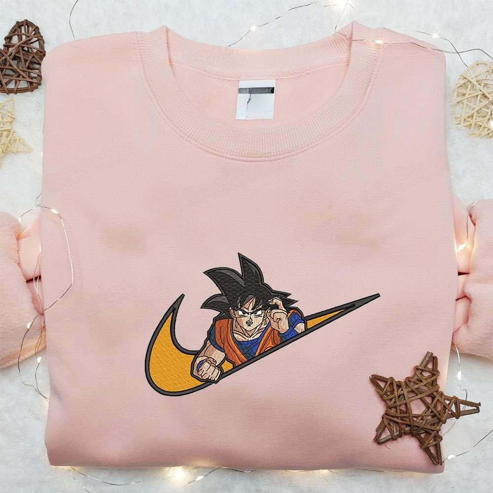 Swoosh X Goku Anime , Anime Embroidered T-shirt Sweatshirt Hoodie, Inspired Anime Movie, Best Gift for Anime Fans