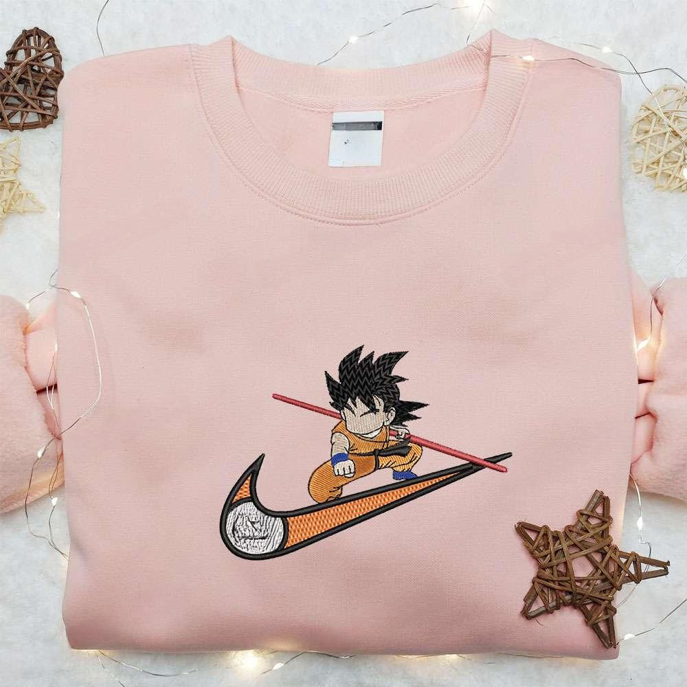 Swoosh X Goku Kid , Anime Embroidered T-shirt Sweatshirt Hoodie, Inspired Anime Movie, Best Gift for Anime Fans