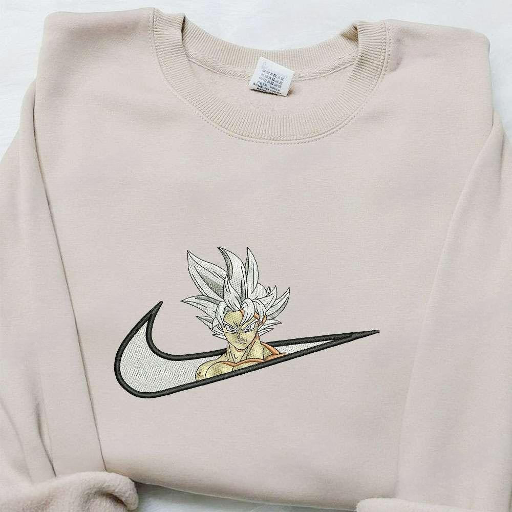 Swoosh X Goku Ultra Instinct Anime Embroidered Hoodie Dragon Ball , Anime Embroidered T-shirt Sweatshirt Hoodie, Inspired Anime Movie, Best Gift for Anime Fans
