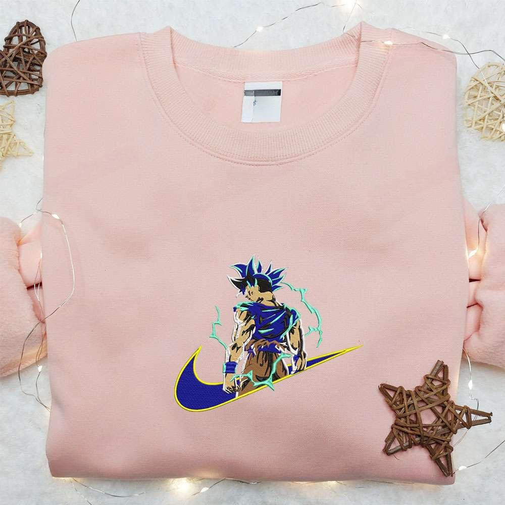 Swoosh X Goku Ultra Instinct , Anime Embroidered T-shirt Sweatshirt Hoodie, Inspired Anime Movie, Best Gift for Anime Fans