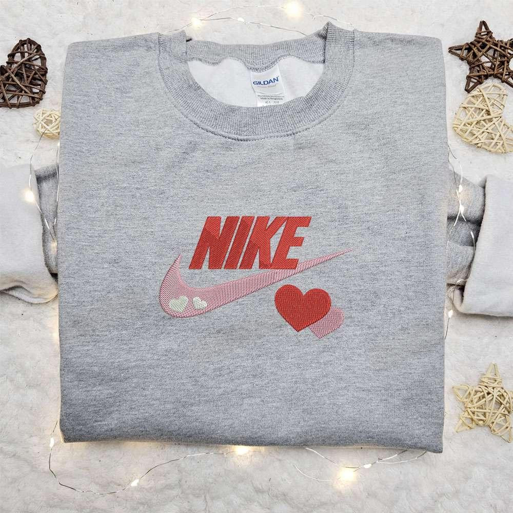 Swoosh x Hearts Embroidered Sweatshirt Valentine Embroidered Shirt Best Valentines Day Gift Ideas
