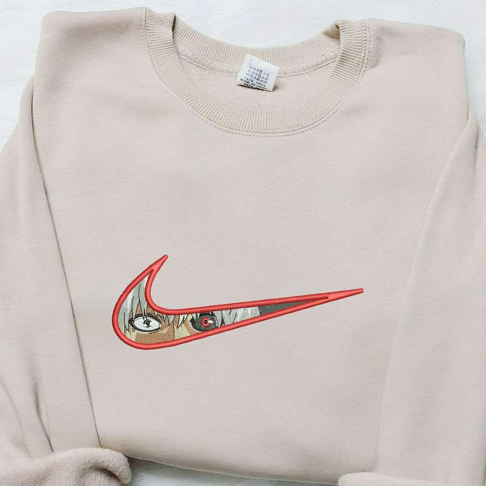 Swoosh X Kan Kaneki , Anime Embroidered T-shirt Sweatshirt Hoodie, Inspired Anime Movie, Best Gift for Anime Fans