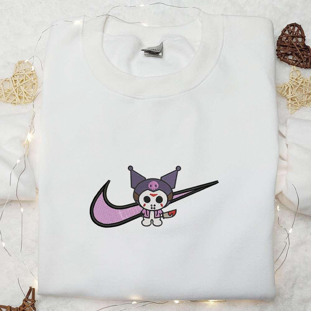 Swoosh x Kuromi Jason Voorhees Embroidered Hoodie Custom Nike Embroidered Sweatshirt Best Gifts for Family