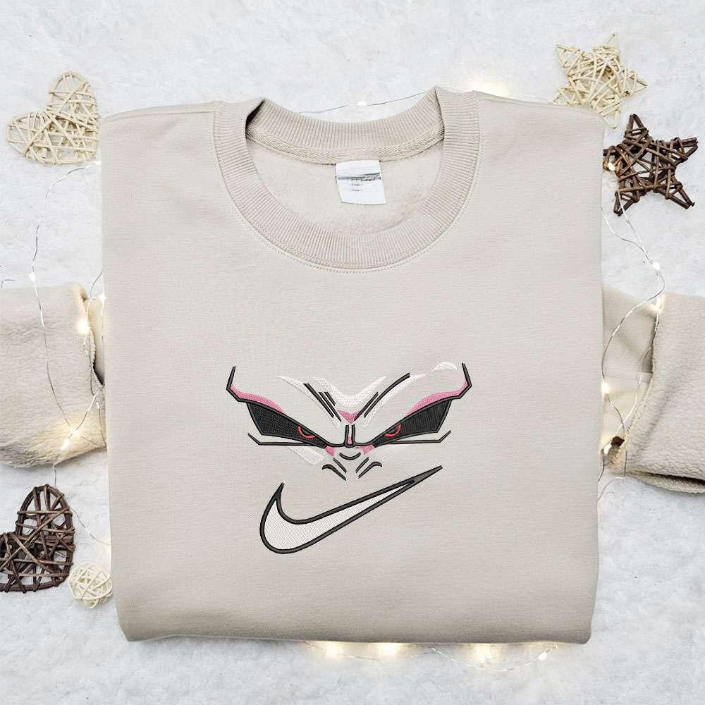 Swoosh X Majin Buu Face Embroidered Sweatshirt Dragon Ball Anime , Anime Embroidered T-shirt Sweatshirt Hoodie, Inspired Anime Movie, Best Gift for Anime Fans