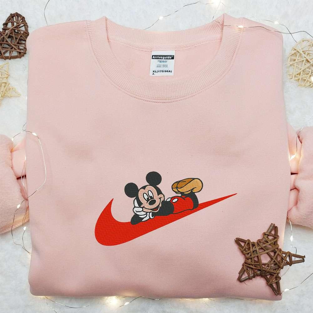 Swoosh x Mickey Mouse Embroidered Sweatshirt Disney Embroidered Shirt Best Gift Ideas