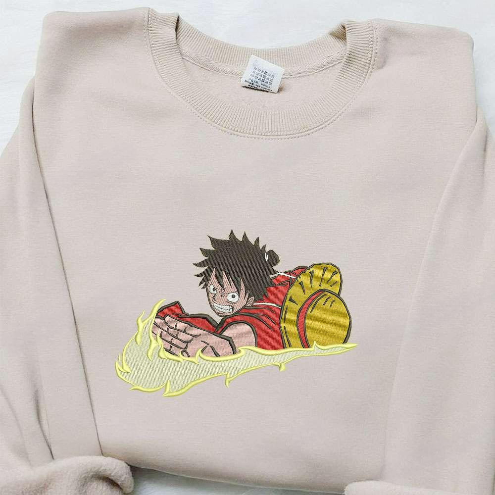 Swoosh X Monkey D Luffy Embroidered Hoodie One Piece , Anime Embroidered T-shirt Sweatshirt Hoodie, Inspired Anime Movie, Best Gift for Anime Fans