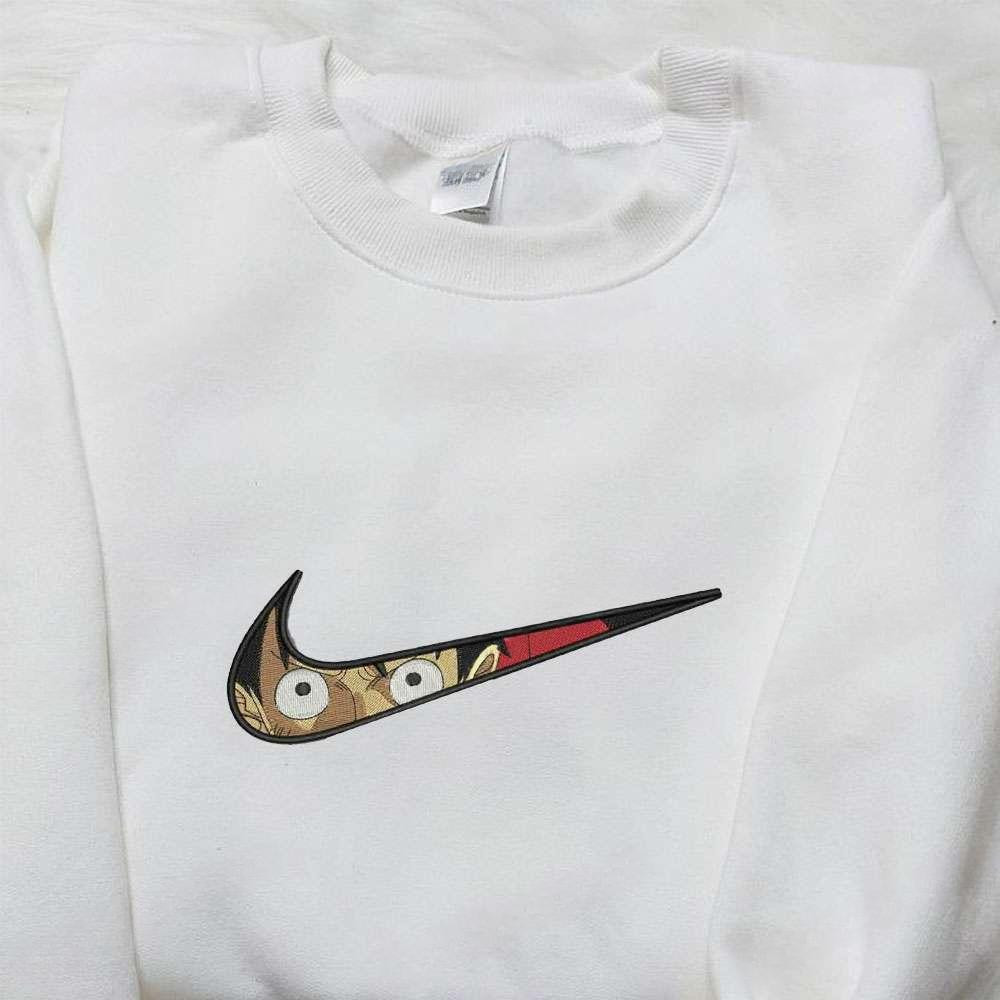Swoosh X Monkey D Luffy Embroidered Sweatshirt One Piece , Anime Embroidered T-shirt Sweatshirt Hoodie, Inspired Anime Movie, Best Gift for Anime Fans