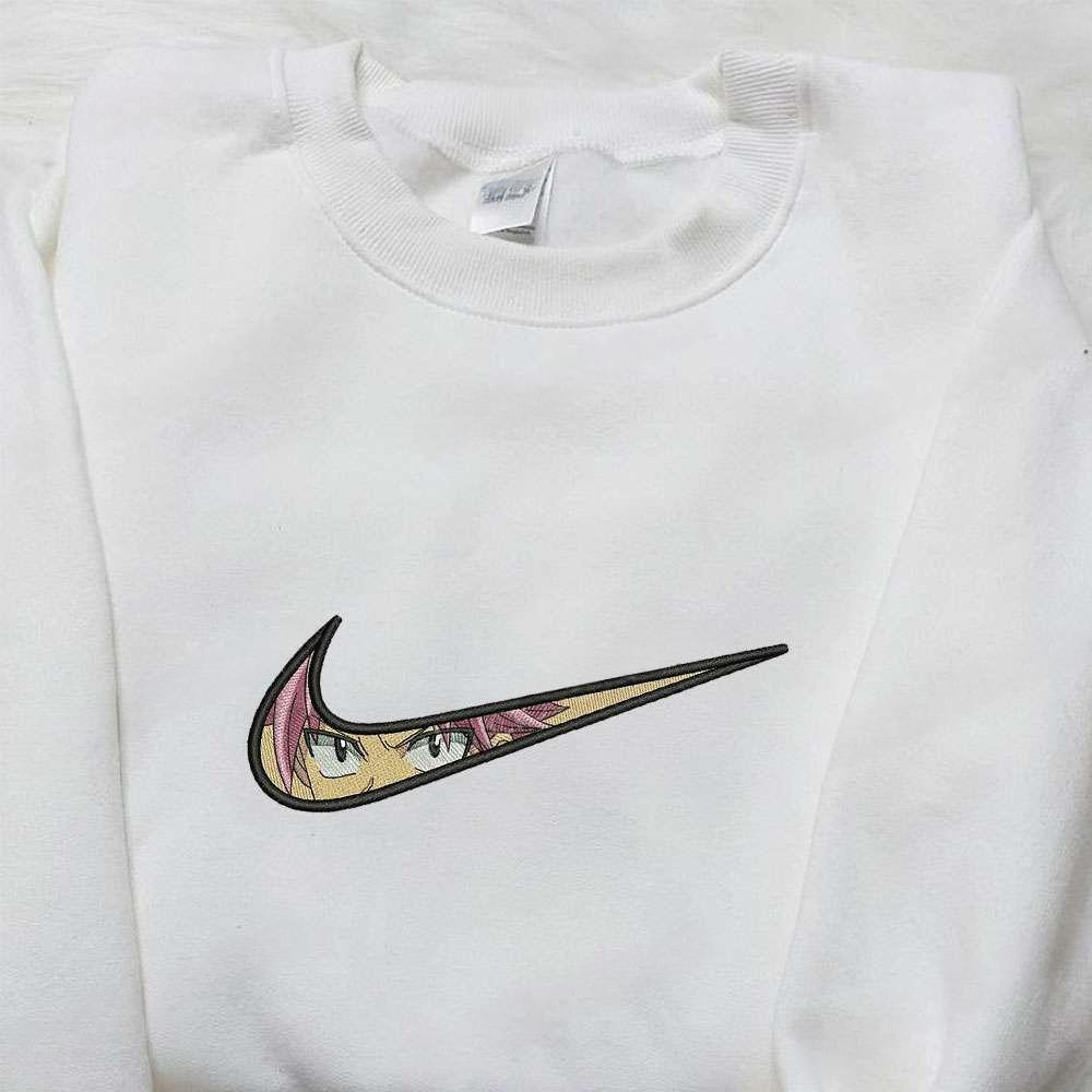 Swoosh X Natsu Dragneel , Anime Embroidered T-shirt Sweatshirt Hoodie, Inspired Anime Movie, Best Gift for Anime Fans
