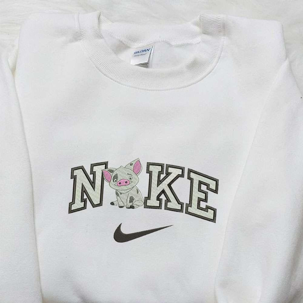 Swoosh x Pig Anime Embroidered Shirt Animal Embroidered Shirt Nike Inspired Embroidered T shirt
