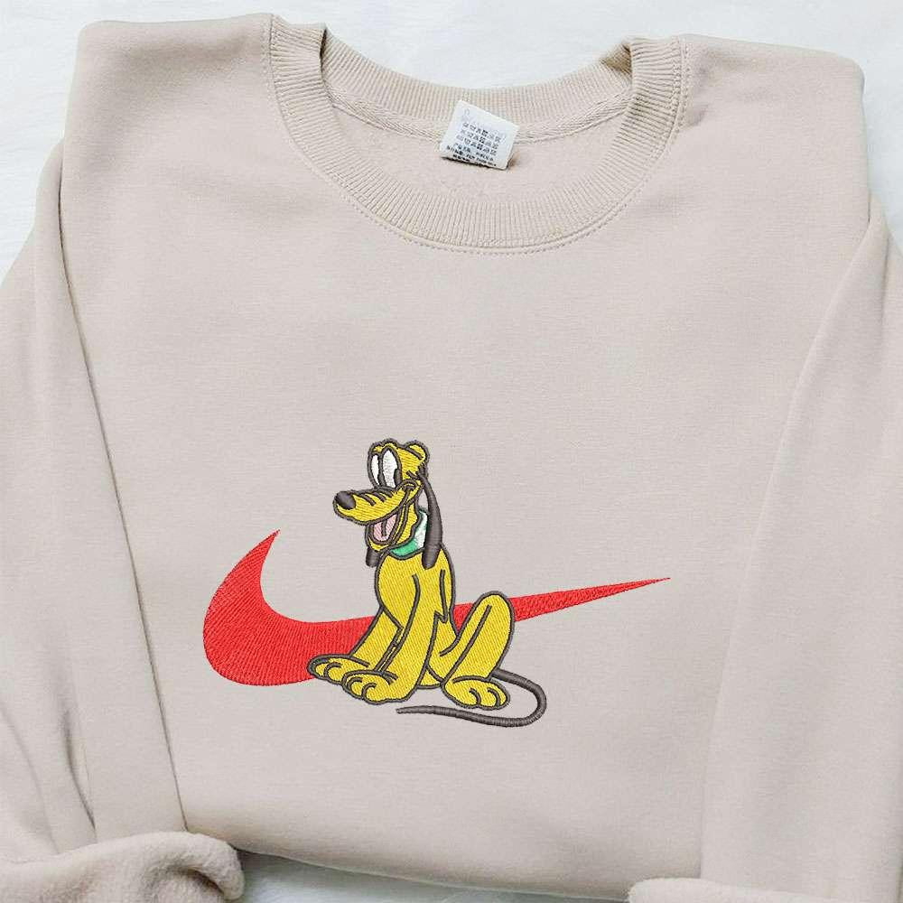 Swoosh x Pluto Embroidered Shirt Disney Characters Embroidered Shirt Nike Inspired Embroidered T shirt