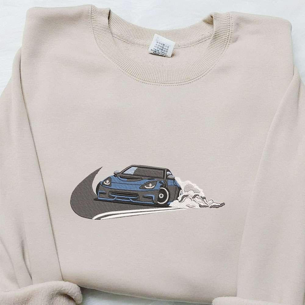 Swoosh x Porshe 9 Embroidered Sweatshirt Transportation Embroidered Shirt Nike Inspired Embroidered T shirt