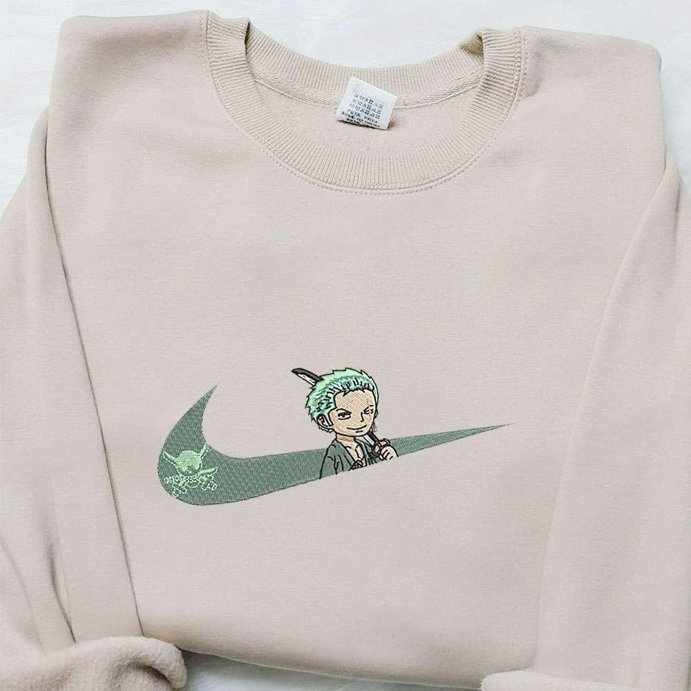 Swoosh X Roronoa Zoro Anime Embroidered Sweatshirt One Piece , Anime Embroidered T-shirt Sweatshirt Hoodie, Inspired Anime Movie, Best Gift for Anime Fans