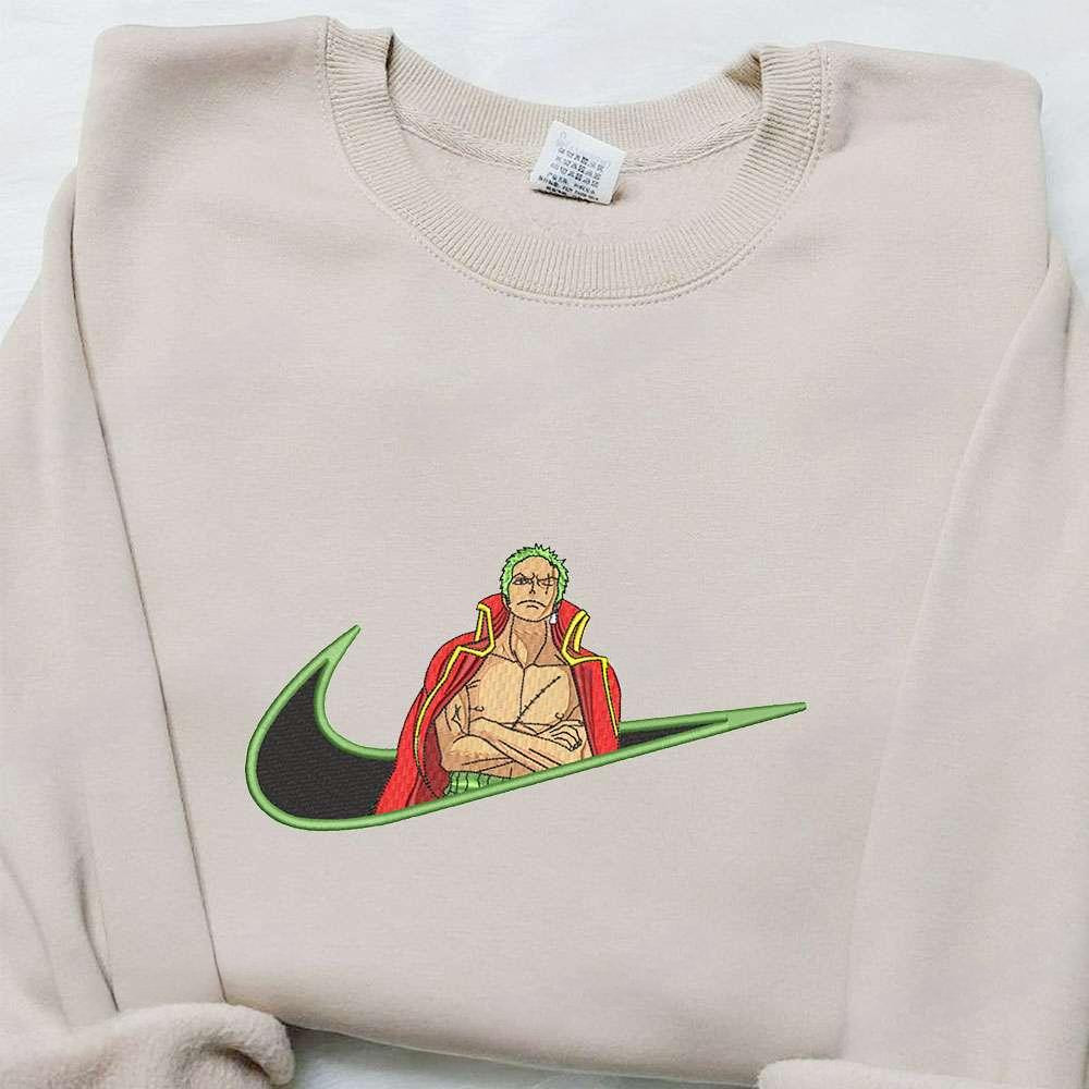 Swoosh X Roronoa Zoro King Embroidered Sweatshirt One Piece Embroidered Shirt , Anime Embroidered T-shirt Sweatshirt Hoodie, Inspired Anime Movie, Best Gift for Anime Fans
