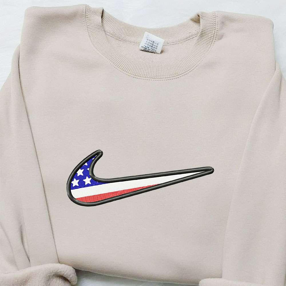 Swoosh x USA Embroidered Hoodie National Flag Embroidered Hoodie Best Gift Ideas for Family