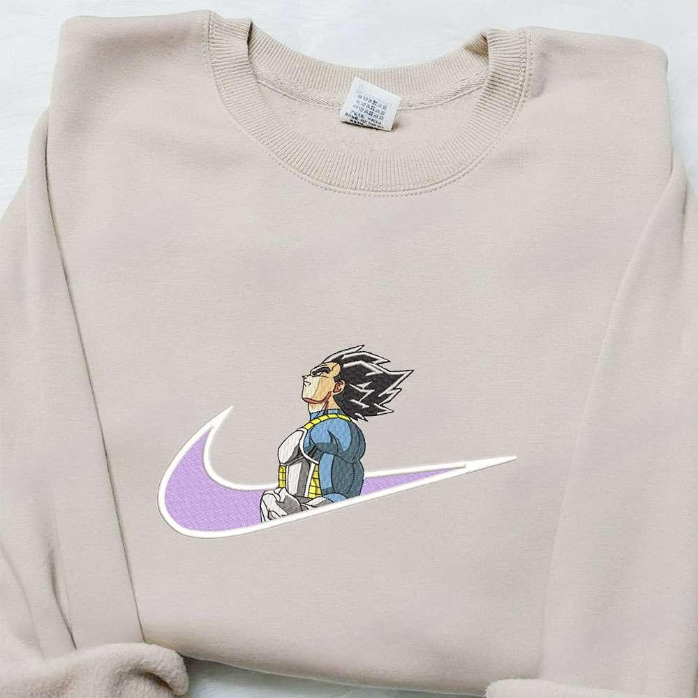 Swoosh X Vegeta Anime Embroidered Hoodie Dragon Ball Embroidered Hoodie , Anime Embroidered T-shirt Sweatshirt Hoodie, Inspired Anime Movie, Best Gift for Anime Fans