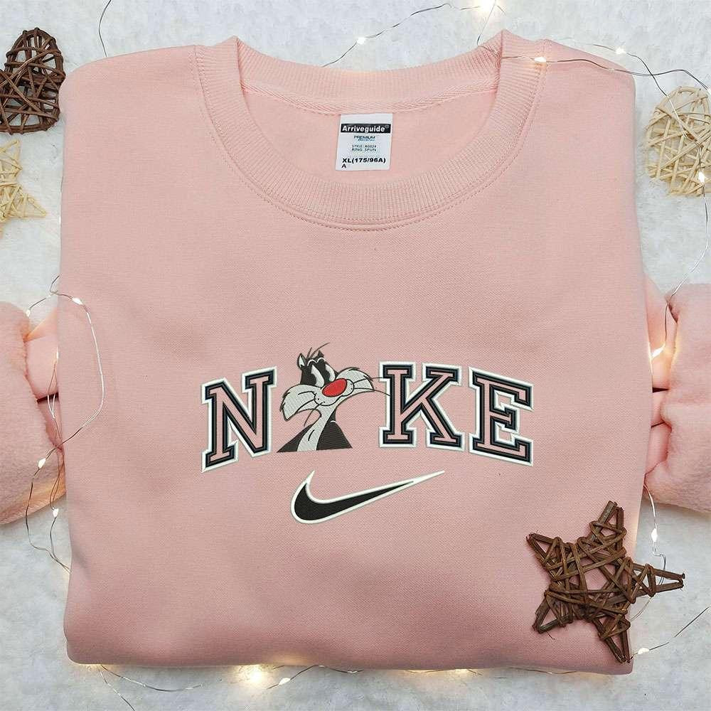 Sylvester x Nike Embroidered Sweatshirt Sylvester and Tweety Disney Embroidered Shirt Nike Inspired Embroidered Shirt