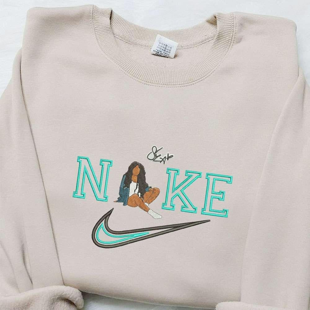 SZA x Nike Celebrity Embroidered Shirt Custom Nike Embroidered T shirt Best Gift for Family