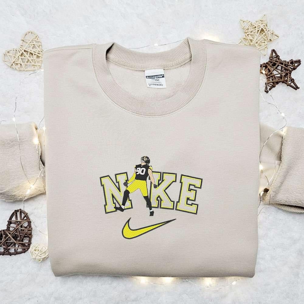 T J Watt x Nike Embroidered Shirt NFL Sports Embroidered Hoodie Best Fandom Gift Ideas