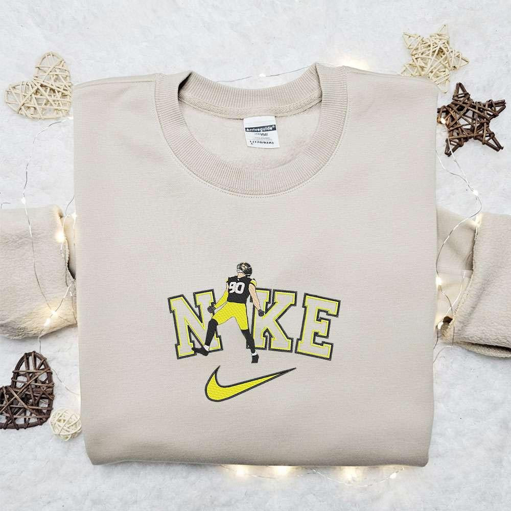 T J Watt x Nike Embroidered Shirt NFL Sports Embroidered Hoodie Best Fandom Gift Ideas