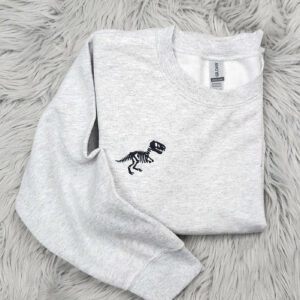 T-Rex Embroidered Crewneck - T-Rex Skeleton -  Dinosaur Fossils Pocket Logo - T-Shirt - Sweatshirt - Hoodie