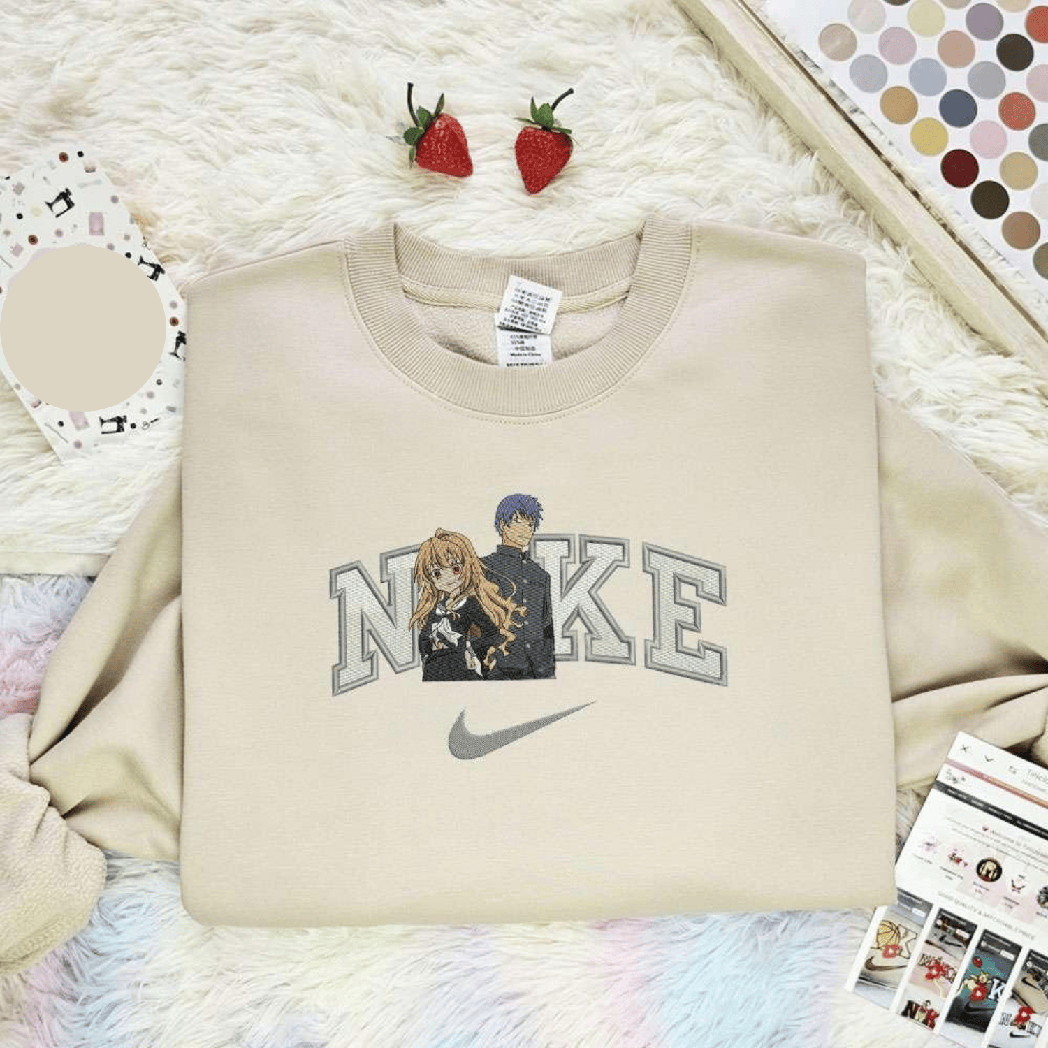 Taiga And Ryuji X Nike Embroidered Shirt Toradora Anime Embroidered Hoodie, Inspired Anime Movie, Best Gift for Anime Fans