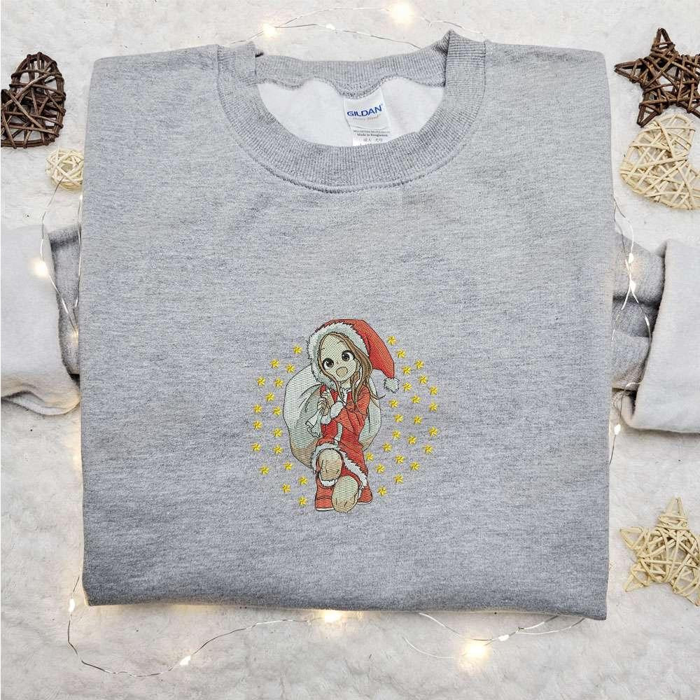 Takagi San Xmas Embroidered Shirt Anime Embroidered Hoodie Christmas Embroidered Shirt