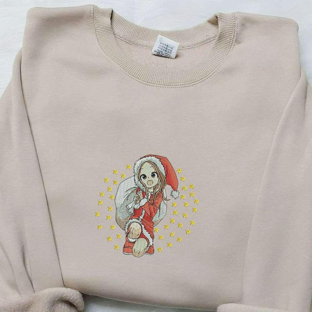 Takagi Xmas Embroidered Shirt Anime Embroidered Hoodie Christmas Embroidered Shirt , Anime Embroidered T-shirt Sweatshirt Hoodie, Inspired Anime Movie, Best Gift for Anime Fans