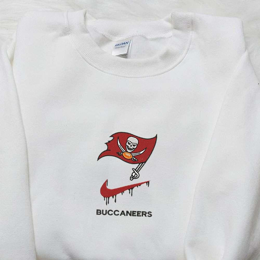 Tampa Bay Buccaneers x Nike Swoosh Drip Embroidered Shirt NFL Sports Embroidered Hoodie Best Fandom Gift Ideas