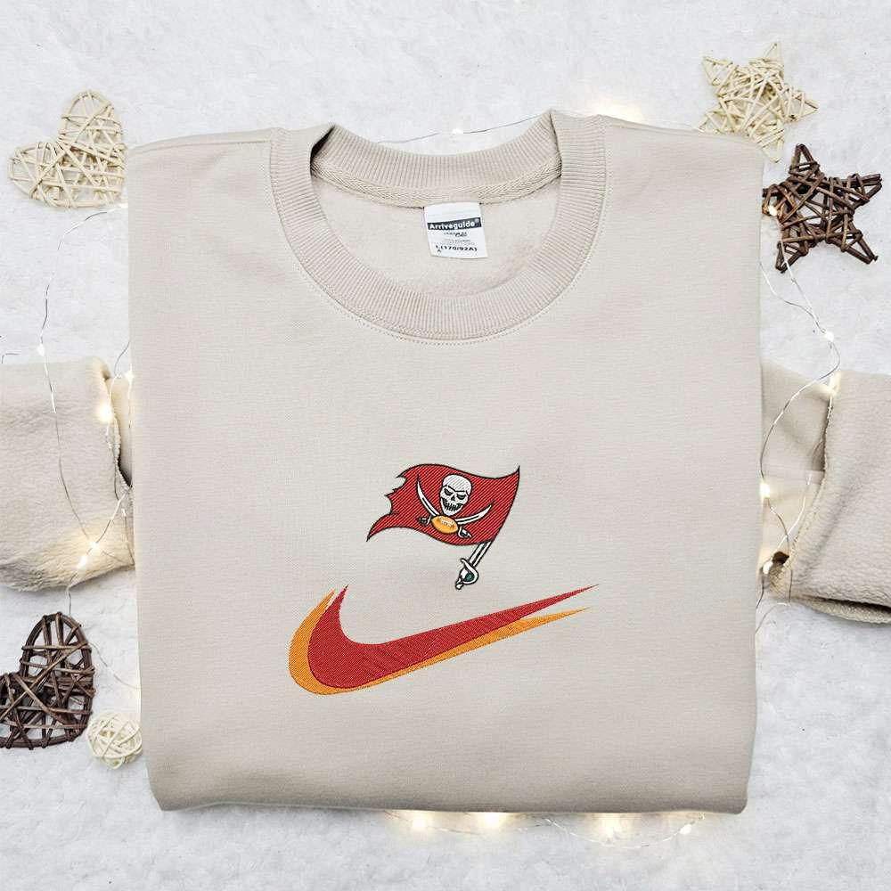 Tampa Bay Buccaneers x Nike Swoosh Embroidered Shirt NFL Sports Embroidered Hoodie Best Fandom Gift Ideas 1