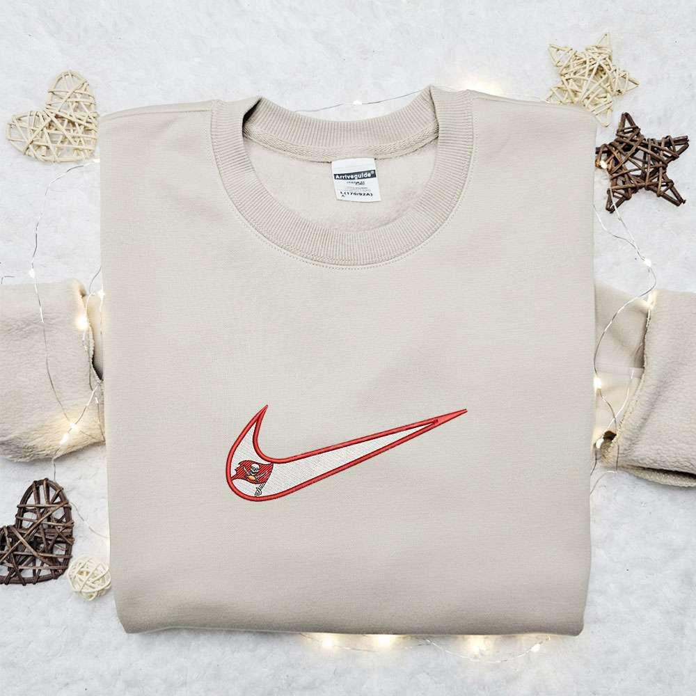 Tampa Bay Buccaneers x Nike Swoosh Embroidered Shirt NFL Sports Embroidered Hoodie Best Fandom Gift Ideas