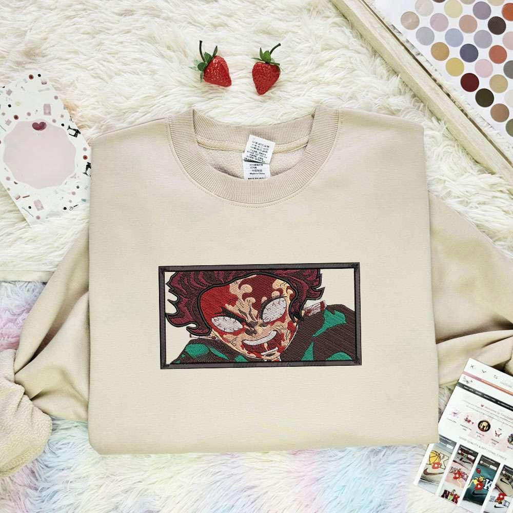 Tanjiro Kamado Kimetsu No Yaiba Anime Embroidered Shirt , Anime Embroidered T-shirt Sweatshirt Hoodie, Inspired Anime Movie, Best Gift for Anime Fans