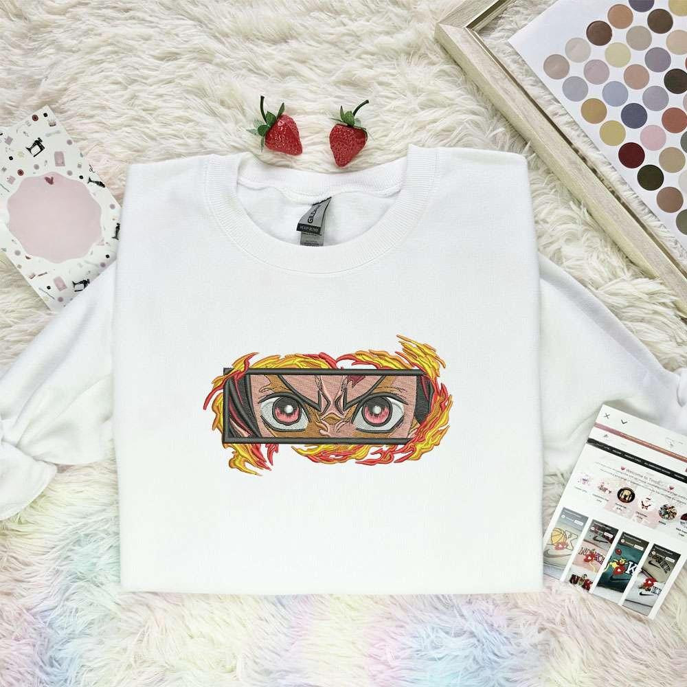 Tanjiros Fierce Eyes Fire Frame Embroidered Shirt Demon Slayer Anime Embroidered Shirt , Anime Embroidered T-shirt Sweatshirt Hoodie, Inspired Anime Movie, Best Gift for Anime Fans