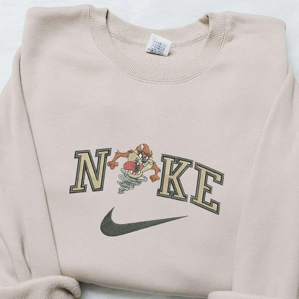Tasmanian Devil x Nike Cartoon Embroidered Shirt Disney Characters Embroidered Shirt Custom Nike Embroidered T shirt