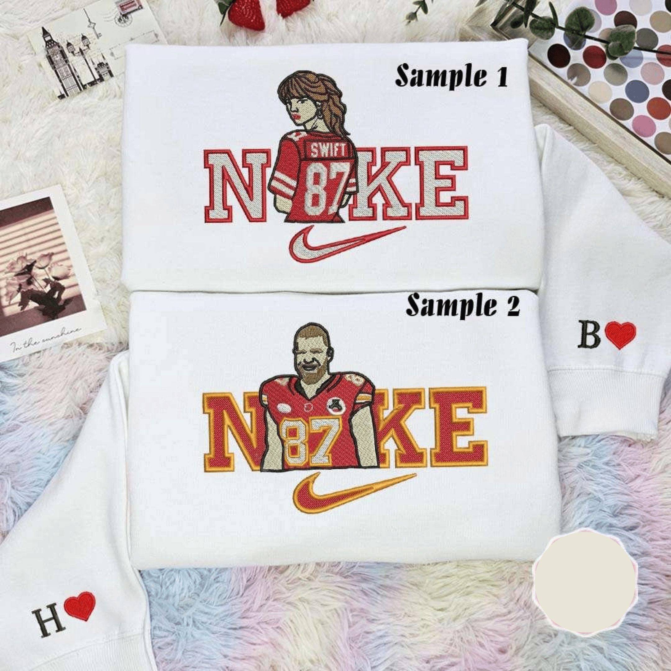 Taylor Swift And Travis Kelce 87 Football Uniform Celebrity Embroidered Couples Shirts, Best Gift For Fans