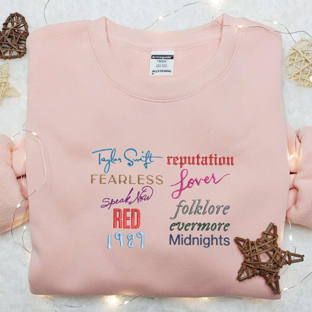 Taylor Swifts Albums Embroidered Shirt Celebrity Embroidered Hoodie Best Music Gift For Fans