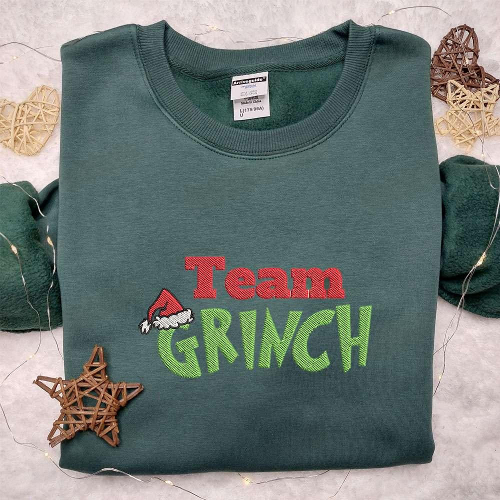 Team Grinch Embroidered Shirt Christmas Embroidered Hoodie Best Gifts For Family