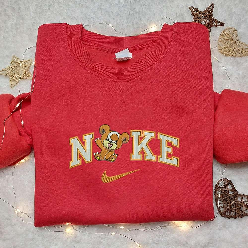 Teddiursa x Nike Embroidered Sweatshirt Pokemon Embroidered Shirt Nike Inspired Embroidered Shirt