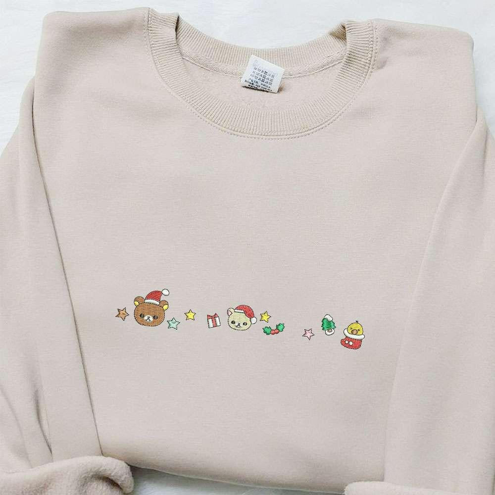 Teddy Bear Xmas Embroidered Shirt Cute Christmas Embroidered Hoodie Best Gifts For Family