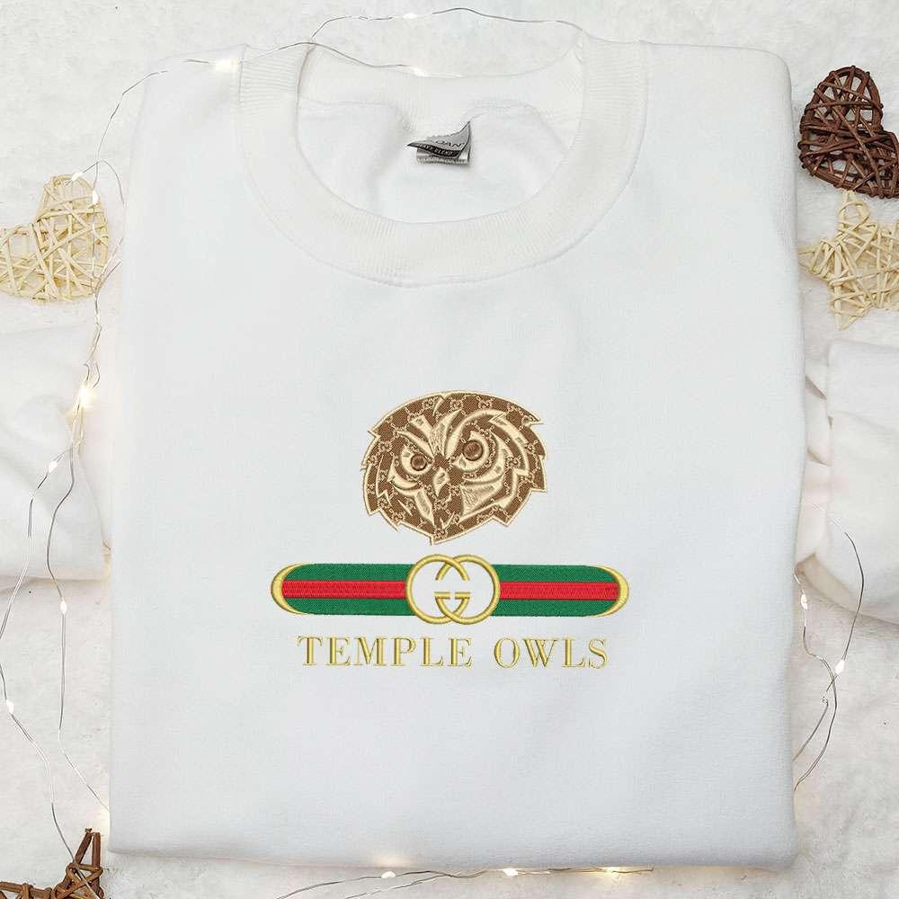 Temple Owls x Gucci Embroidered Shirt NCAA Sports Embroidered Hoodie Best Gift Idea
