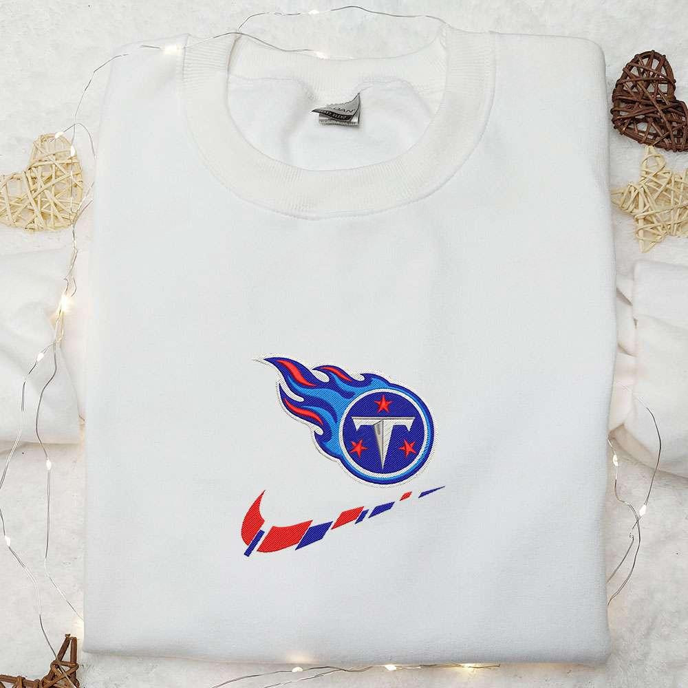 Tennessee Titans x Nike Swoosh Embroidered Shirt NFL Sports Embroidered Hoodie Best Gift Idea 1