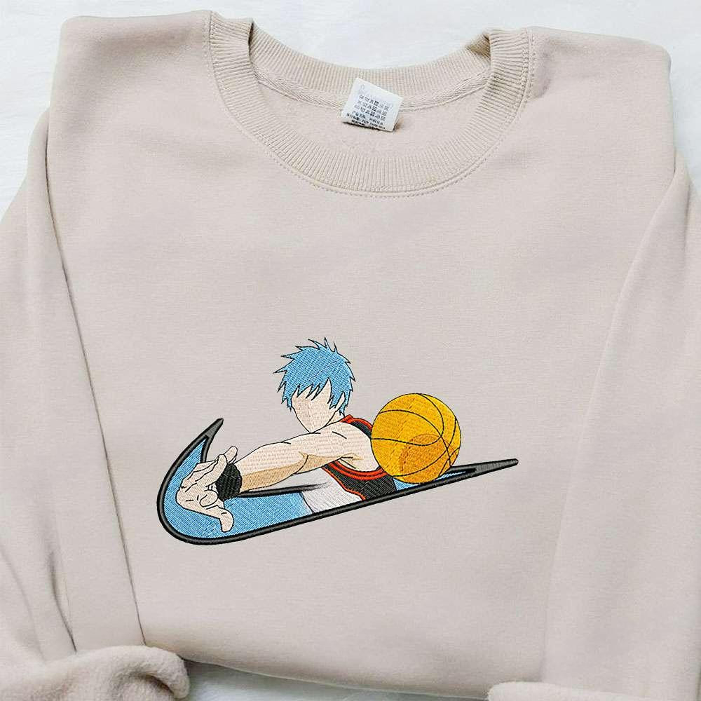 Tetsuya Kuroko X Swoosh Anime Embroidered Sweatshirt Kuroko No Basket , Anime Embroidered T-shirt Sweatshirt Hoodie, Inspired Anime Movie, Best Gift for Anime Fans