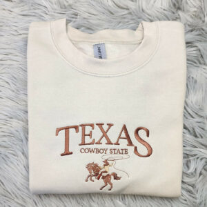 Texas the Cowboy State Embroidered Crewneck - Texas Crewneck - Cowboy Shirt - Crewneck T-Shirt - Sweatshirt - Hoodie