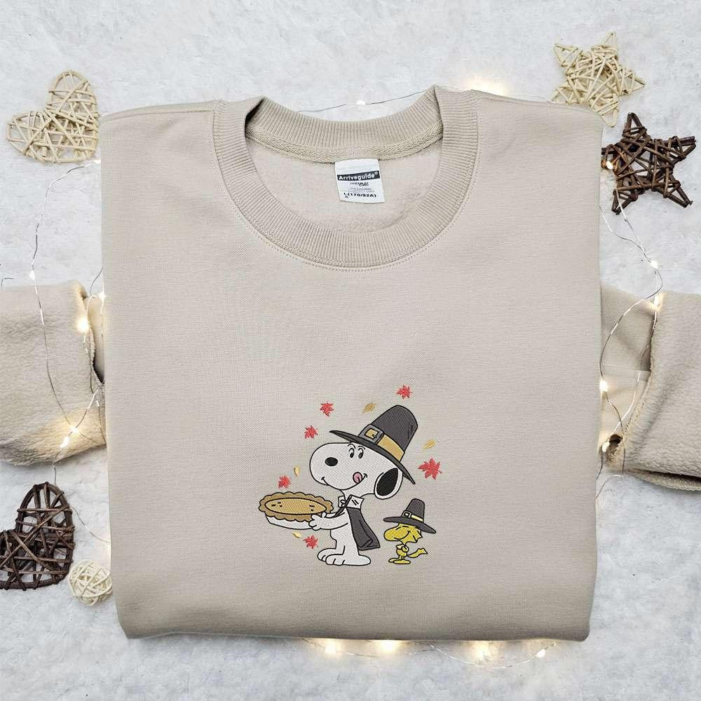 Thanksgiving Snoopy Embroidered T shirt Peanuts Cartoon Thanksgiving Embroidered T shirt Best Thanksgiving Gift Ideas