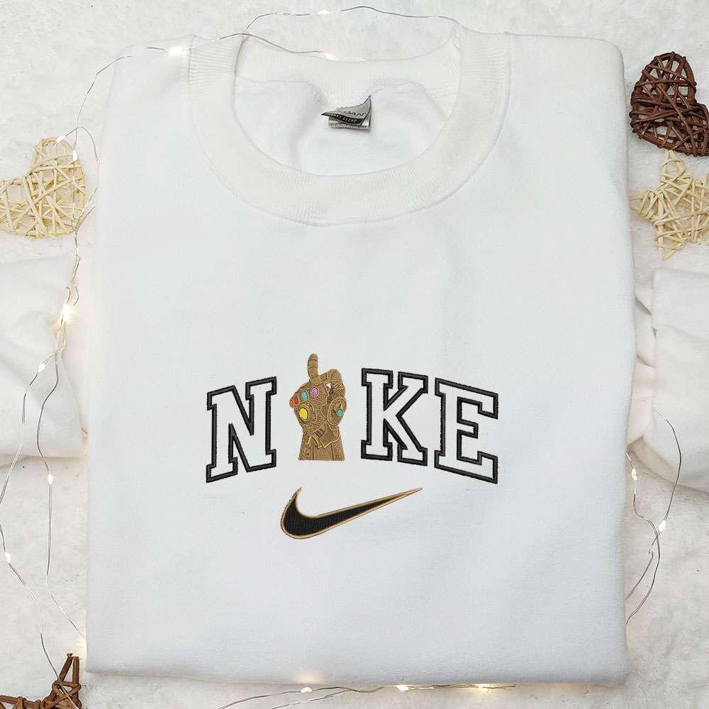 Thanos Hand Snap x Nike Embroidered Shirt Marvel Movie Embroidered Hoodie Best Gifts For Family