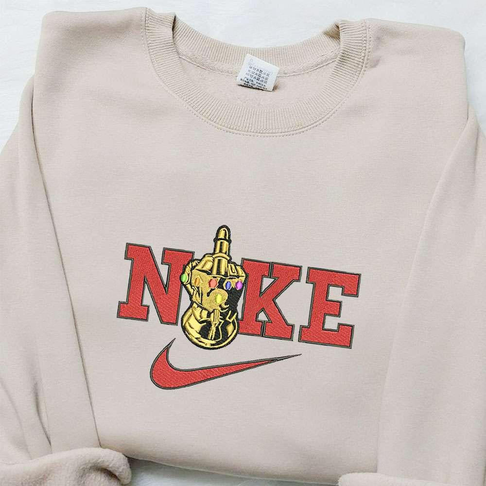 Thanos Hand x Nike Movie Embroidered Sweatshirt Marvel Cinematic Universe Embroidered Shirt Custom Embroidered T shirt
