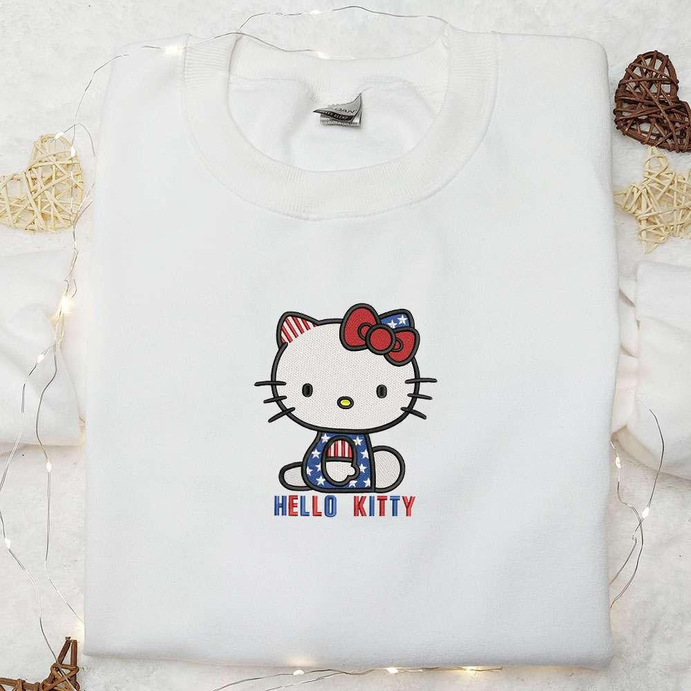 The 4th Of July Hello Kitty Embroidered Shirt National Day Gifts