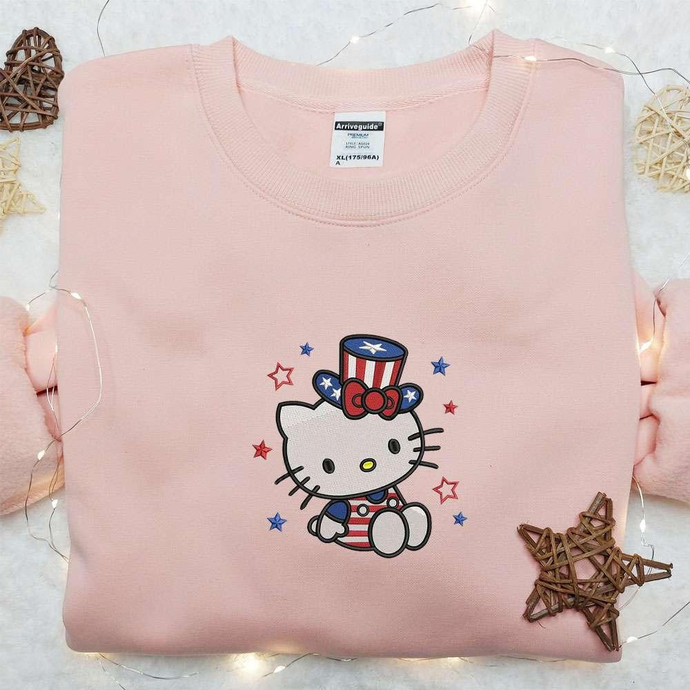 The 4th Of July Hello Kitty Embroidered Shirt National Day Gifts
