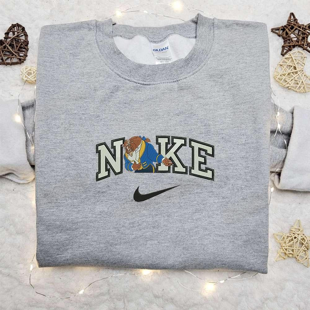 The Beast Cartoon x Nike Embroidered Sweatshirt Walt Disney Characters Embroidered Shirt Best Birthday Gift Ideas for Family